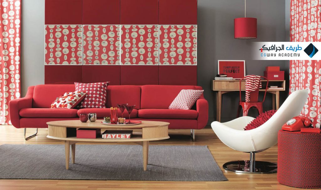 cgway-Excellent-Living-Room-Red-Color